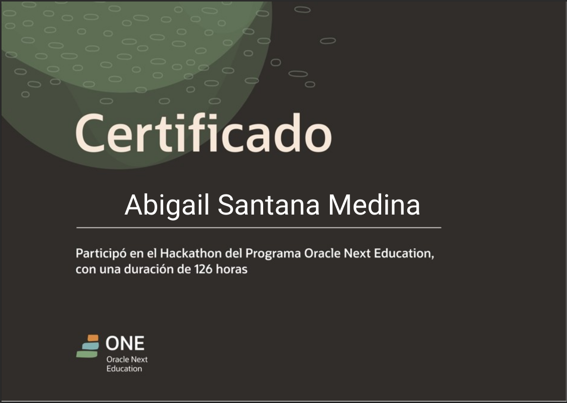 hackathon ONE certificate