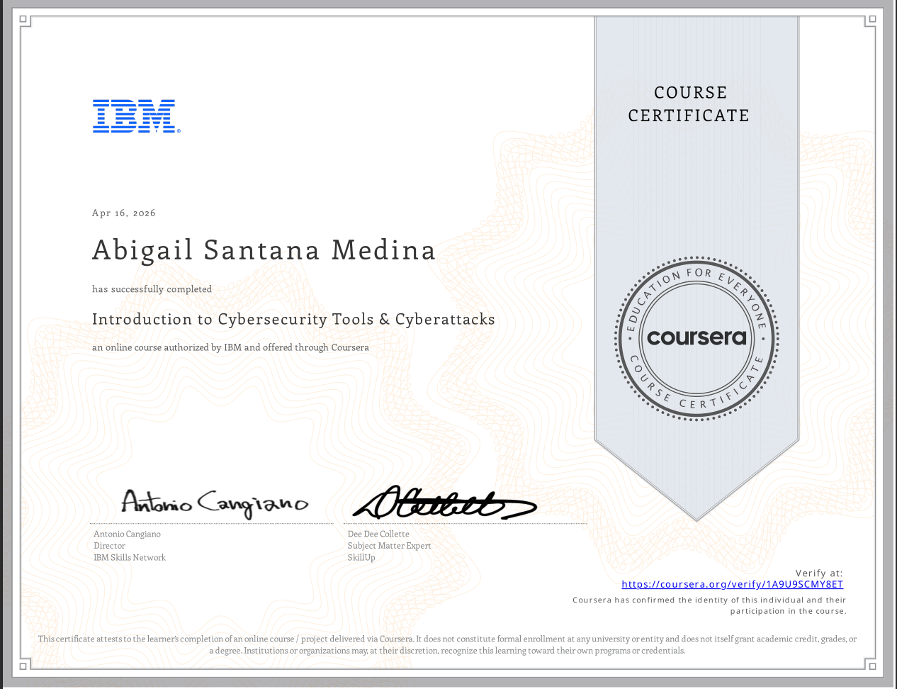 IBM introduction to cybersecurity certificate