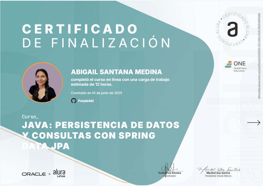 java alura ONE certificate