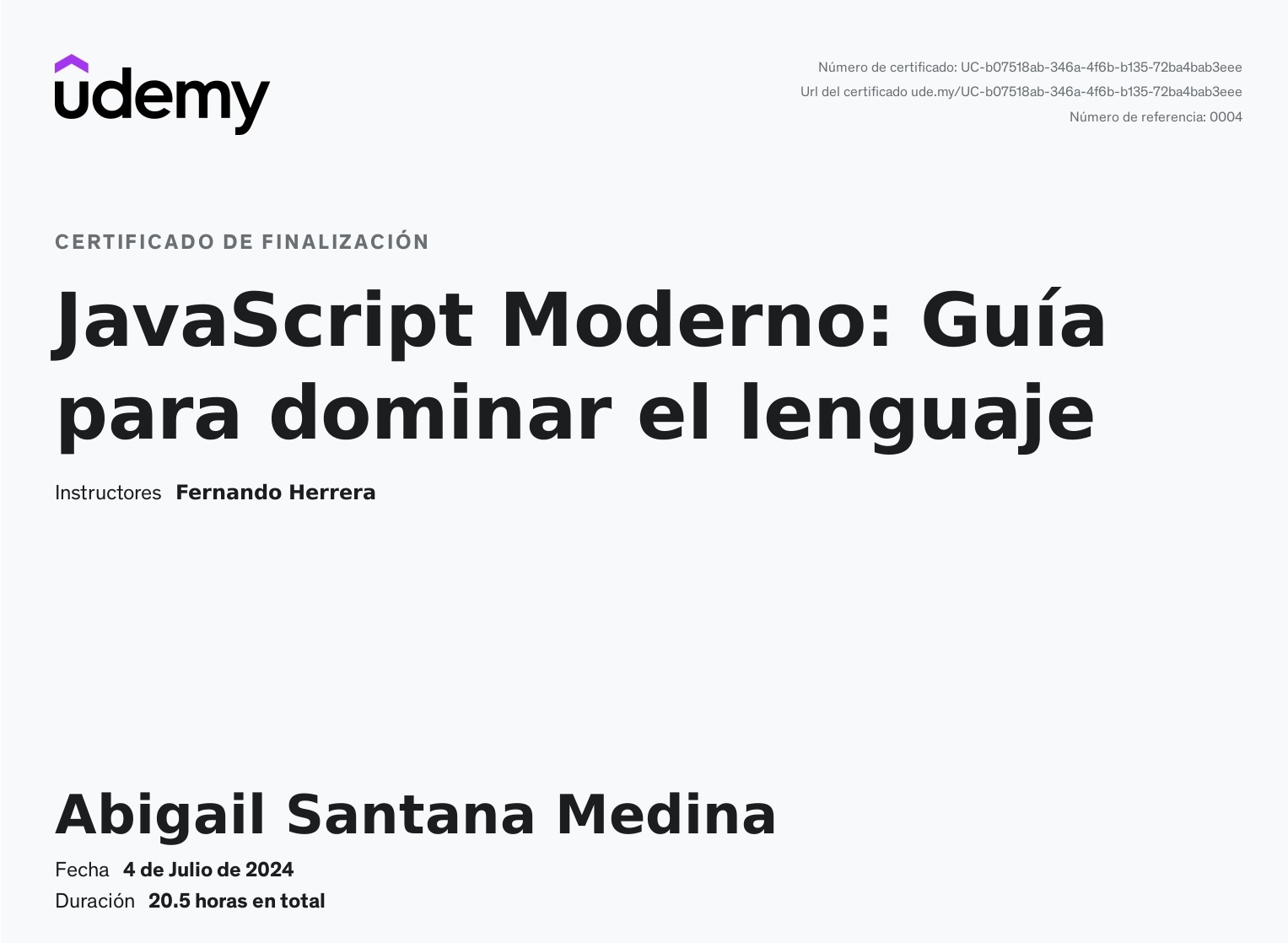 javascript udemy certificate